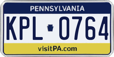 PA license plate KPL0764
