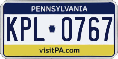 PA license plate KPL0767