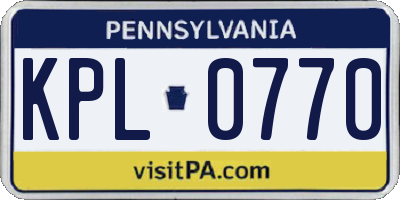 PA license plate KPL0770