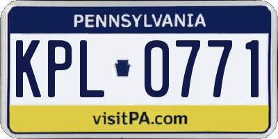 PA license plate KPL0771