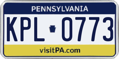 PA license plate KPL0773