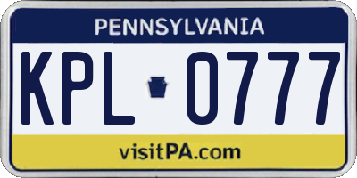 PA license plate KPL0777