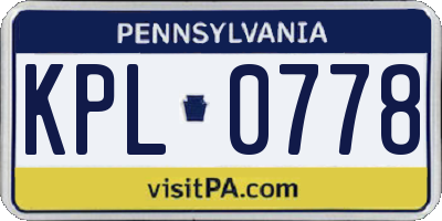 PA license plate KPL0778