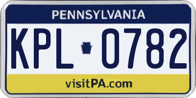 PA license plate KPL0782