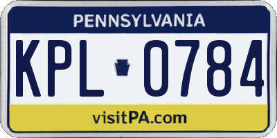 PA license plate KPL0784