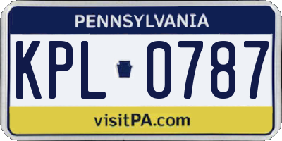 PA license plate KPL0787