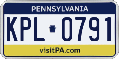 PA license plate KPL0791