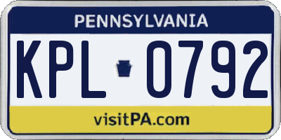 PA license plate KPL0792