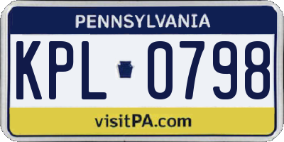 PA license plate KPL0798