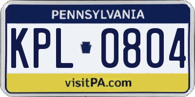 PA license plate KPL0804