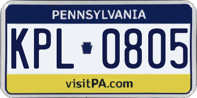 PA license plate KPL0805