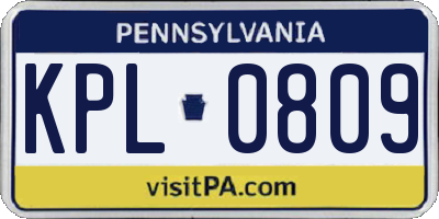 PA license plate KPL0809