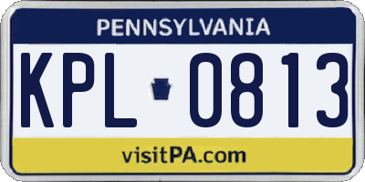 PA license plate KPL0813