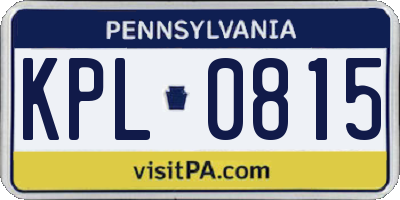 PA license plate KPL0815