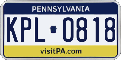 PA license plate KPL0818