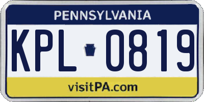 PA license plate KPL0819