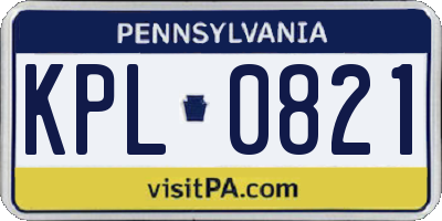 PA license plate KPL0821