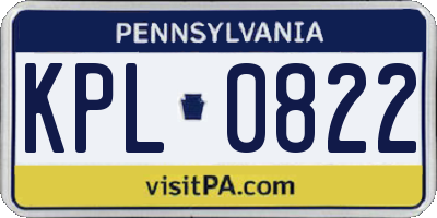 PA license plate KPL0822