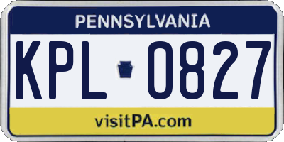 PA license plate KPL0827