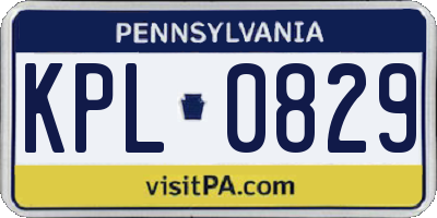 PA license plate KPL0829