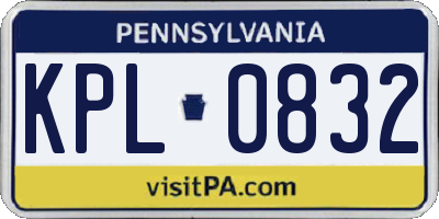 PA license plate KPL0832
