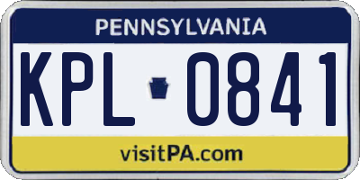 PA license plate KPL0841