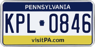 PA license plate KPL0846