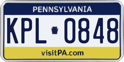PA license plate KPL0848