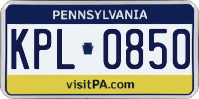 PA license plate KPL0850
