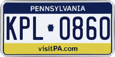 PA license plate KPL0860