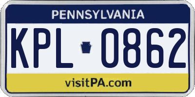 PA license plate KPL0862