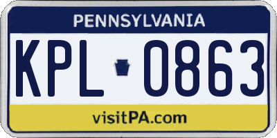 PA license plate KPL0863