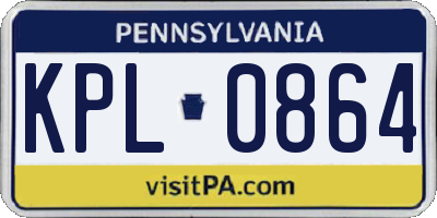 PA license plate KPL0864