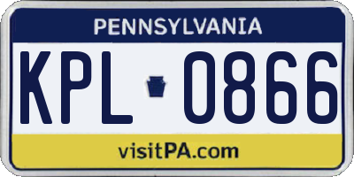 PA license plate KPL0866