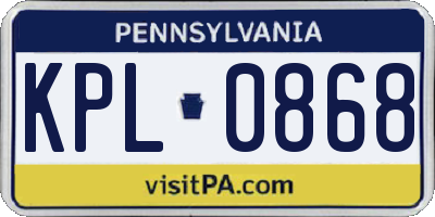 PA license plate KPL0868