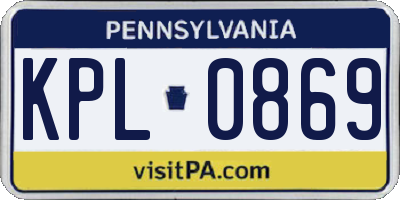 PA license plate KPL0869