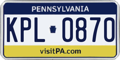 PA license plate KPL0870