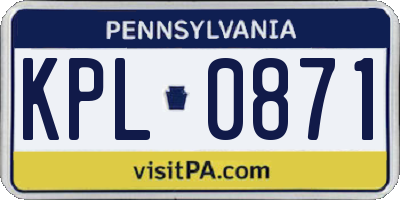 PA license plate KPL0871