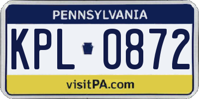 PA license plate KPL0872