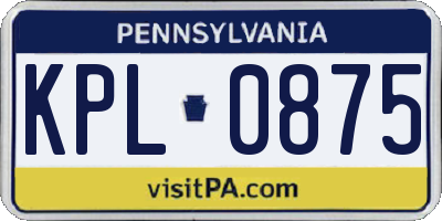 PA license plate KPL0875
