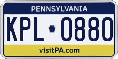 PA license plate KPL0880