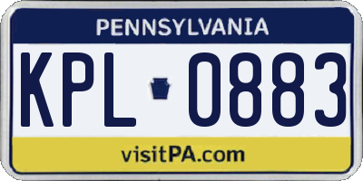 PA license plate KPL0883