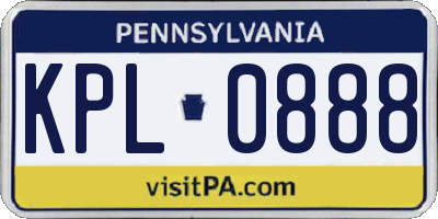 PA license plate KPL0888