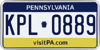 PA license plate KPL0889