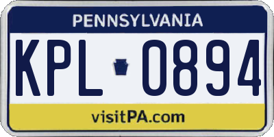 PA license plate KPL0894
