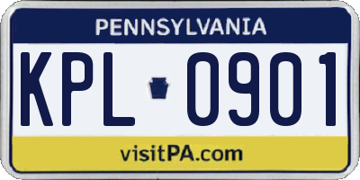 PA license plate KPL0901