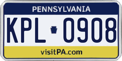 PA license plate KPL0908
