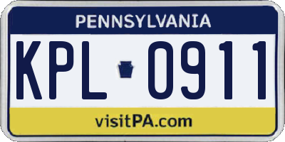 PA license plate KPL0911
