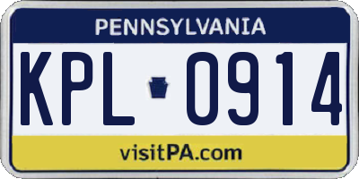 PA license plate KPL0914