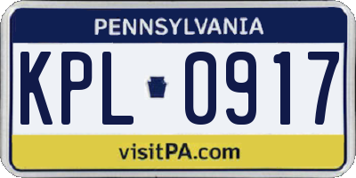 PA license plate KPL0917